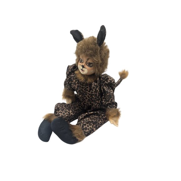 Handcrafted Spring GF Porcelain Doll In Leopard Costume With Fur Accents 27" Hal - Picture 3 of 10